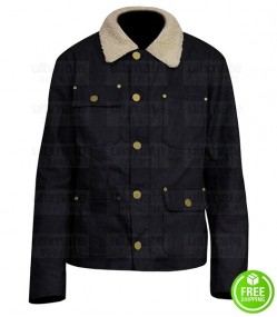 CHICAGO P.D PATRICK JOHN FLUGER BLACK FUR COLLAR JACKET CHICAGO P.D PATRICK JOHN FLUGER BLACK FUR COLLAR JACKET